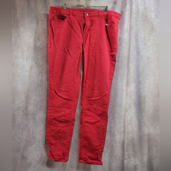Red Stretchy Skinny Jeans Size 18w - Picture 1 of 9
